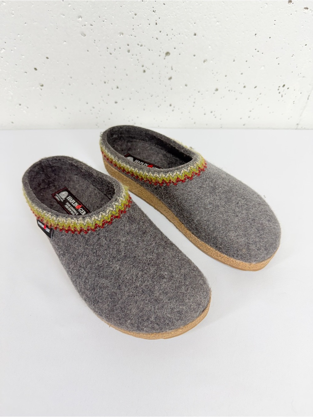 Haflinger Size 41 Grizzly GZH Zig Zag Grey Wool Felt Clogs Women’s 10 Men’s 8